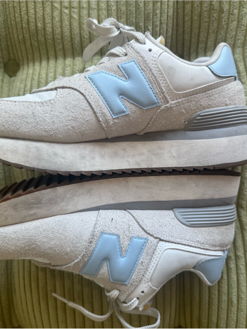 New Balance Kids White Sneakers with Light Blue Accents